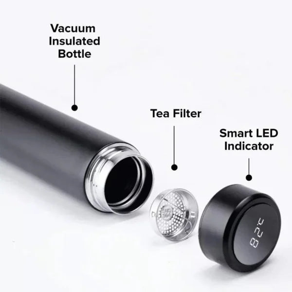 Temperature Display Vacuum Insulated Water Bottle Thermo Flask Made of Premium Stainless Steel Coffee Cup