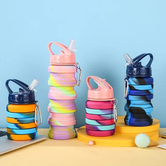 Portable Silicone Water Bottle - 500ml Collapsible Cup for Outdoor Activities, Travel & Sports | Foldable Design