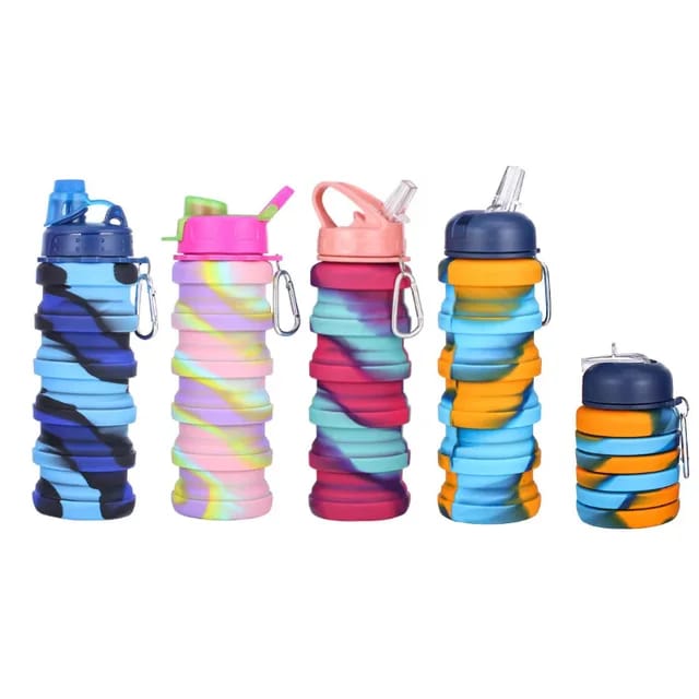 Portable Silicone Water Bottle - 500ml Collapsible Cup for Outdoor Activities, Travel & Sports | Foldable Design
