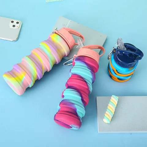 Portable Silicone Water Bottle - 500ml Collapsible Cup for Outdoor Activities, Travel & Sports | Foldable Design