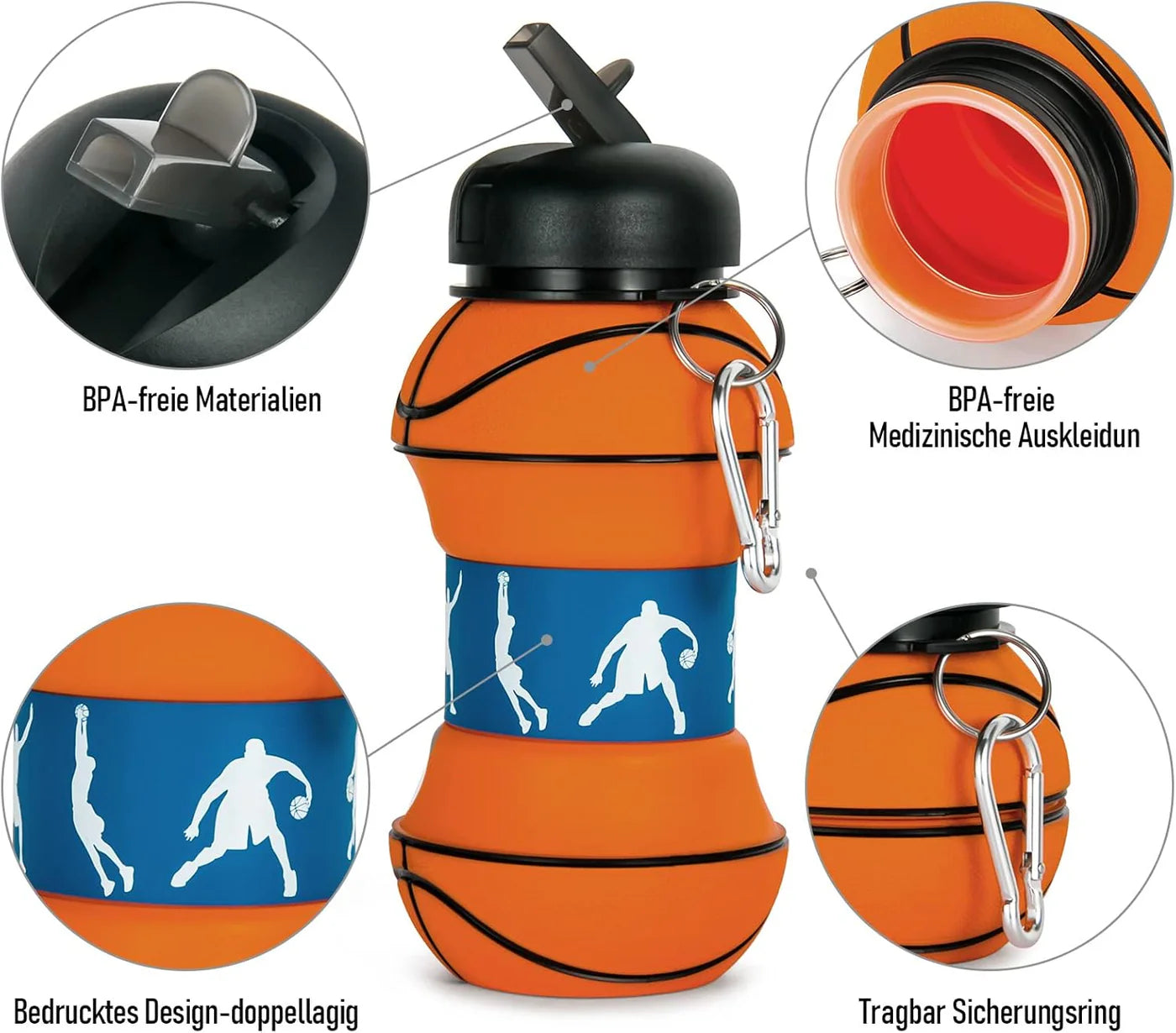 550ml Foldable Silicone Water Bottle – BPA Free, Leakproof & Perfect for Kids, School & Travel