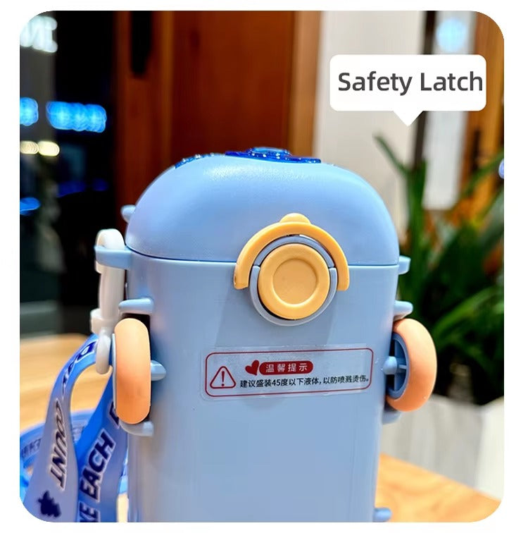 Kids School Bus Design Water Bottle with Strap – 500ml Leak-Proof ABS Plastic – Cute & Durable Drinking Bottle for Children (Random Color)